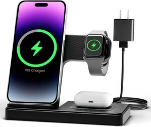 Wireless Charger iPhone Charging Station: 3 in 1 Charger Stand Multiple Dev...