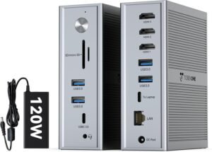 TobenONE DisplayLink Docking Station 3 Monitors, 14-in-1 Triple Monitor Doc...