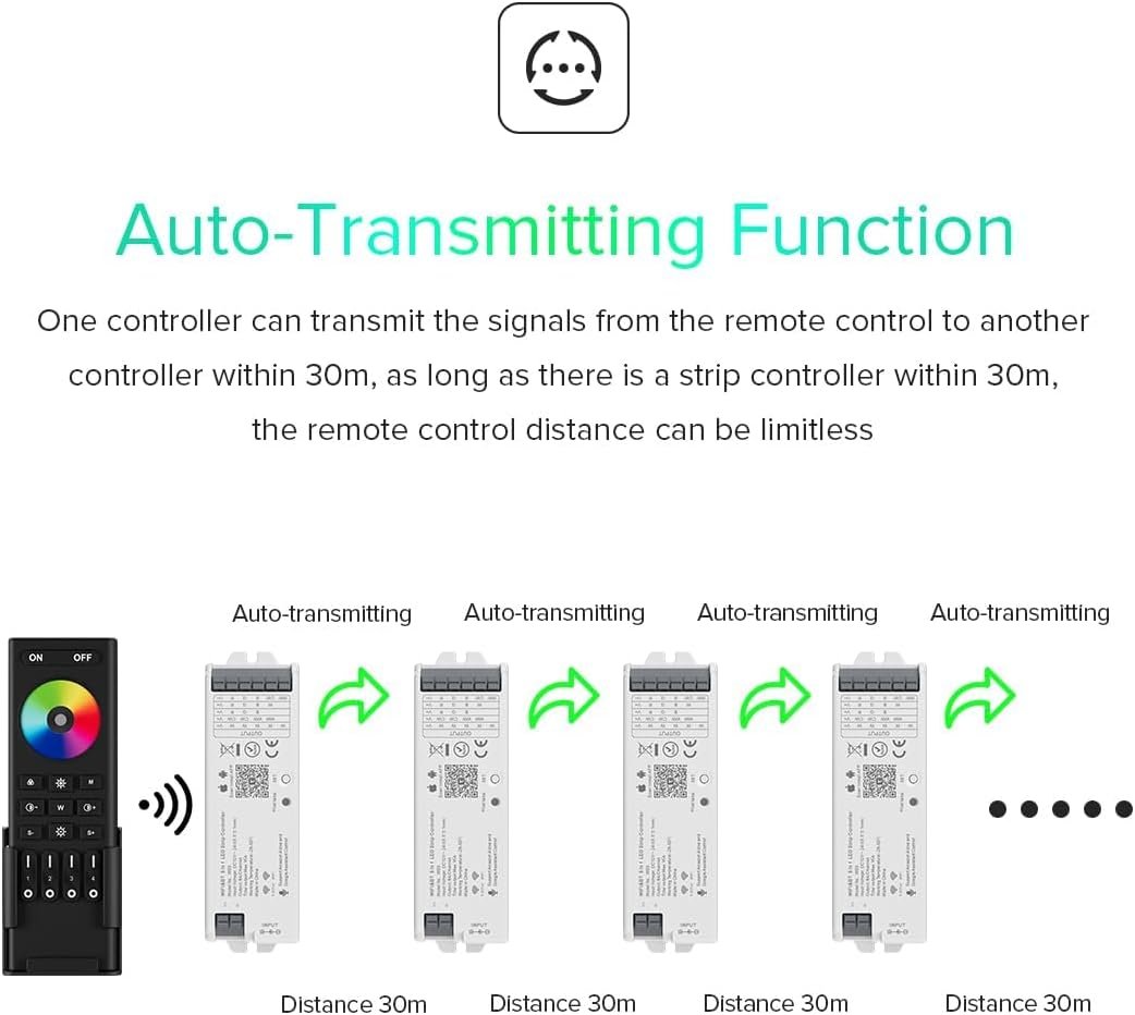 BTF-LIGHTING 5in1 WB5 2.4GHz Tuya WiFi PWM LED Controller Compatible with Alexa/Google Home/Smart Life/Tuya Smart APP Control for Dimming CCT RGB RGBW RGBCCT LED Strip Work with WR01RF WR02RF etc - Image 5
