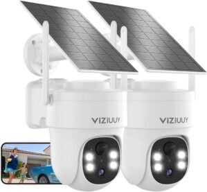 Solar Security Cameras Wireless Outdoor, 2 Pack 3MP Security Cameras Wirele...