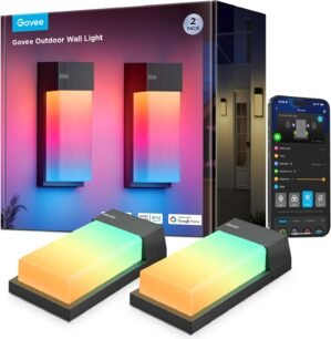 Govee Outdoor Wall Light, 1500LM Smart RGBIC Porch Lights Outdoor with 45 S...