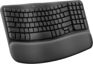 Logitech Wave Keys Wireless Ergonomic Keyboard with Cushioned Palm Rest, Co...