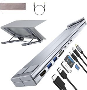 Laptop Docking Station Stand, 8 in 1 USB C Hub HDMI Portable Laptop Stand w...