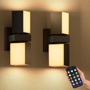 XMCOSY+ Outdoor Wall Lights, 1400LM Smart RGBCW Exterior Lighting Fixtures ...